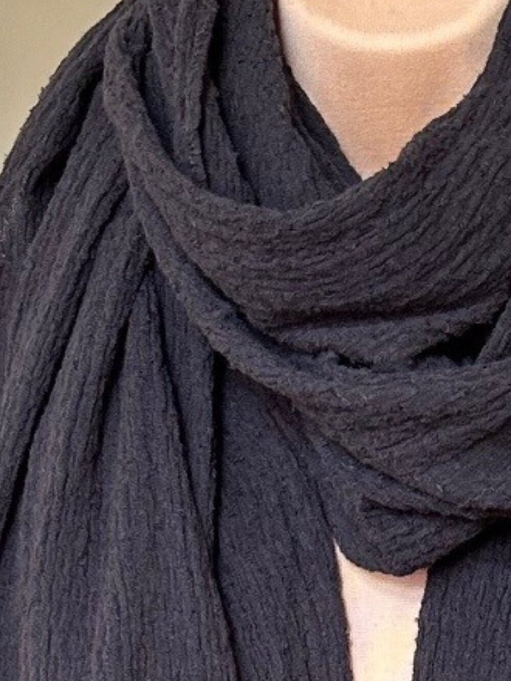 Gauze Black Long Scarf/Wrap EUC - Picture 7 of 7